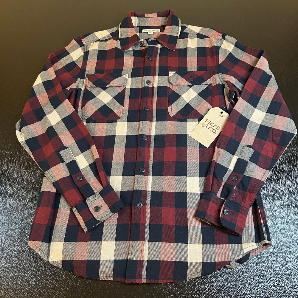 Frye and Co. Flannel Shirt Plaid Button Up Long Sleeve Casual Mens Small‎ NWT